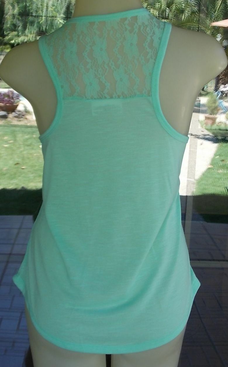 Lace Back Racerback Green Tank Top Sz. L 40″ Bust