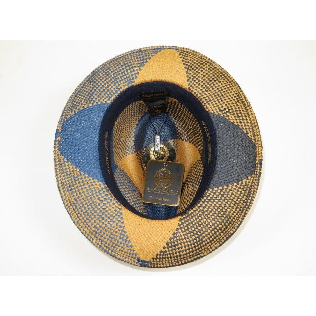 Men’s Bruno Capelo Genuine Straw Fedora Hat Cubano CU403 Denim/Cognac