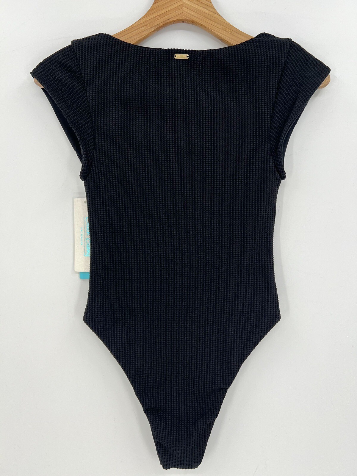 Beach Bunny Cap Sleeve Button Up One Piece Swimsuit in Black Size XS