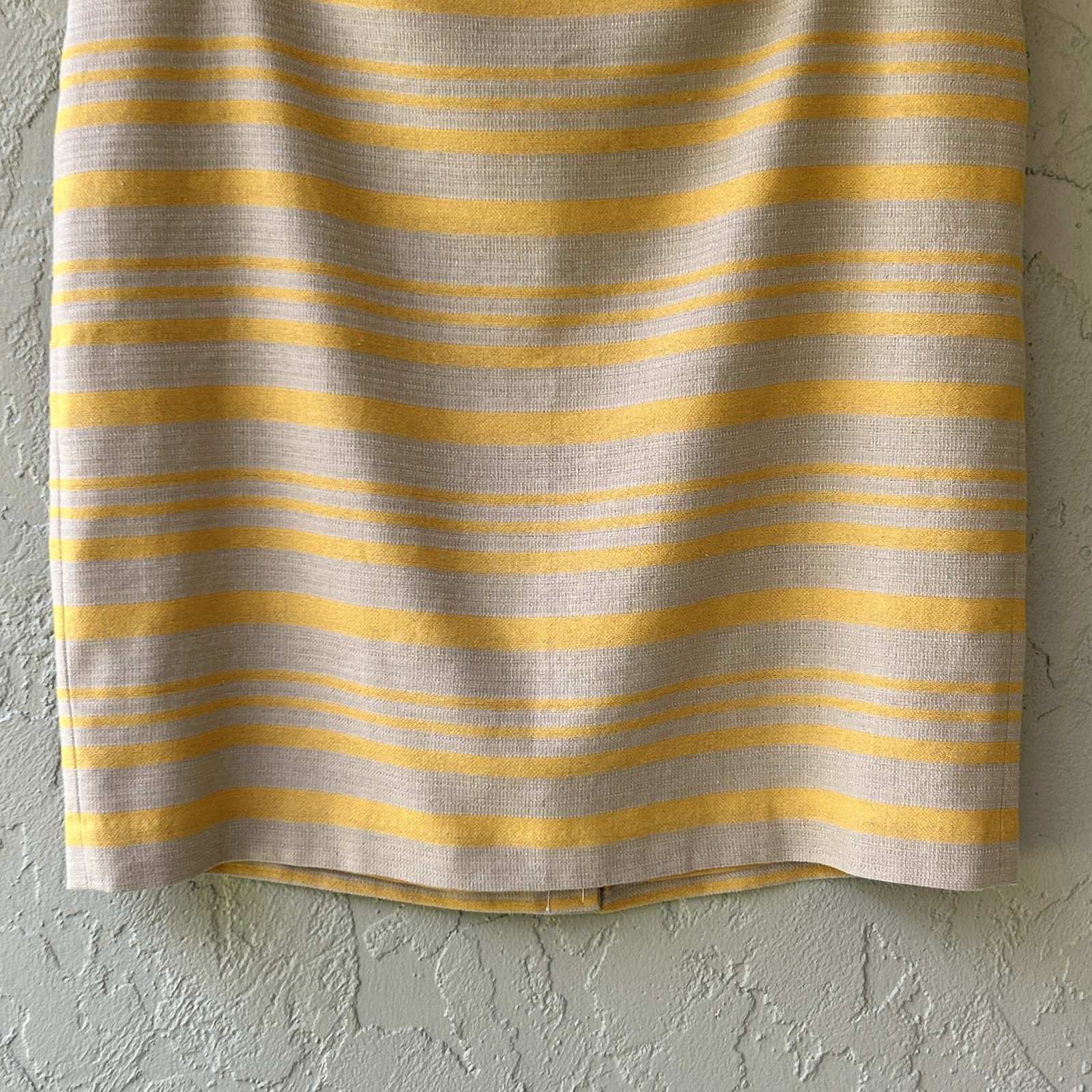 Talbots Women’s 20 Yellow & Beige Multi Stripe Textured Linen Pencil Skirt NWT