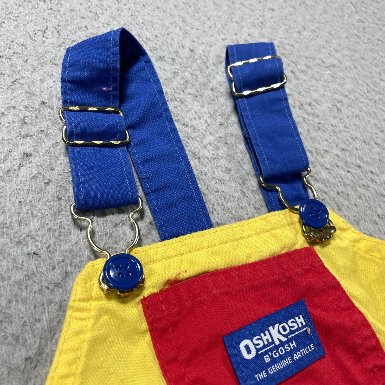 VTG 80s OshKosh B’gosh Bib Overalls Infant Boys 6-9M Multicolor Colorblock USA