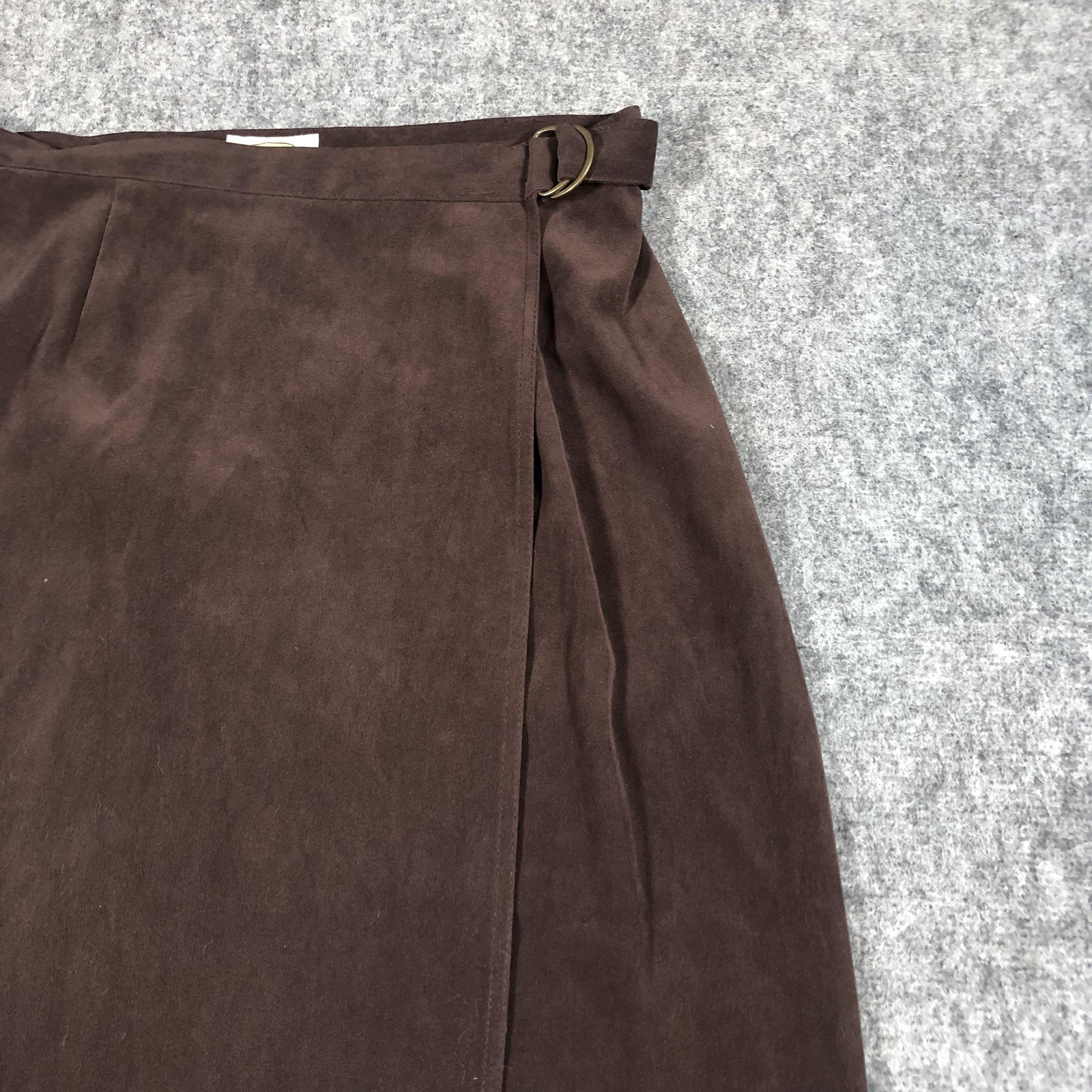 Talbots Skirt Womens 10 Brown Wrap Maxi Buckle Strap Stretch Workwear Career
