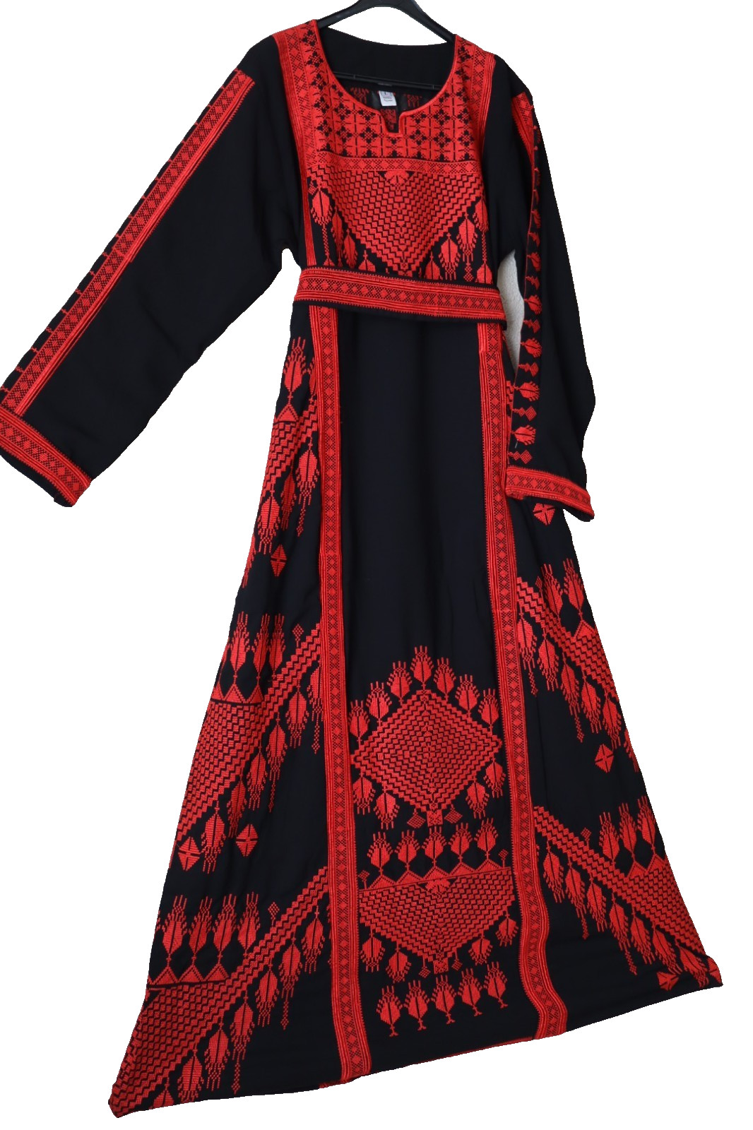 Traditional Palestinian / Jordanian Embroidered Thobe Kaftan Dress Black -NOUR