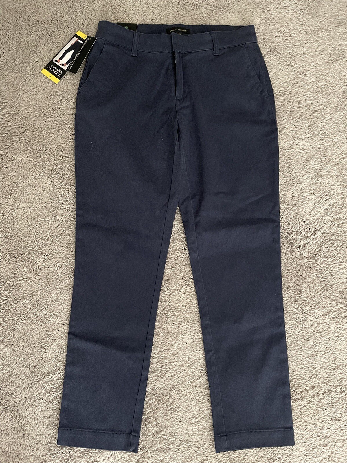 BRAND NEW NWT BANANA REPUBLIC NAVY BLUE CROPPED CHINO PANT SLACKS KHAKIS SZ 6
