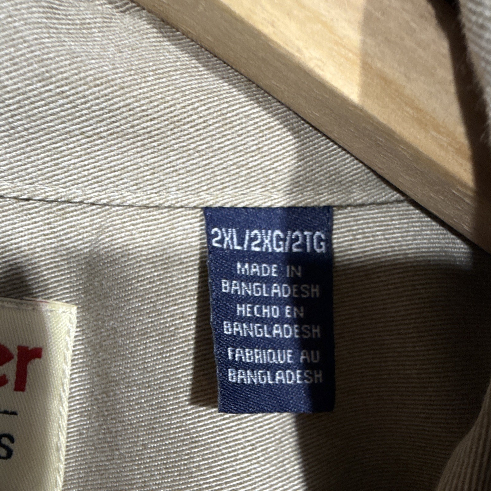Wrangler Authentics Men’s 2XL Big & Tall Beige Twill Cotton SS Shirt Pockets