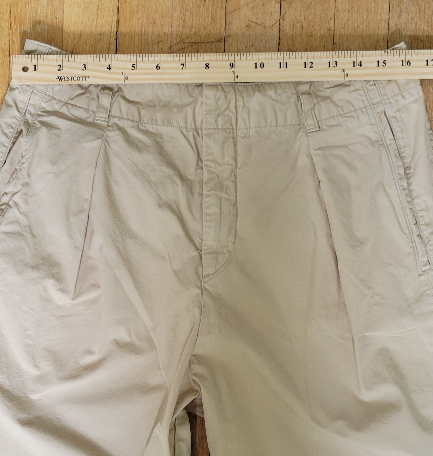 Rag & Bone Womens Size 10 Pleated Chino Pants 100% Cotton Beige Relaxed Trouser