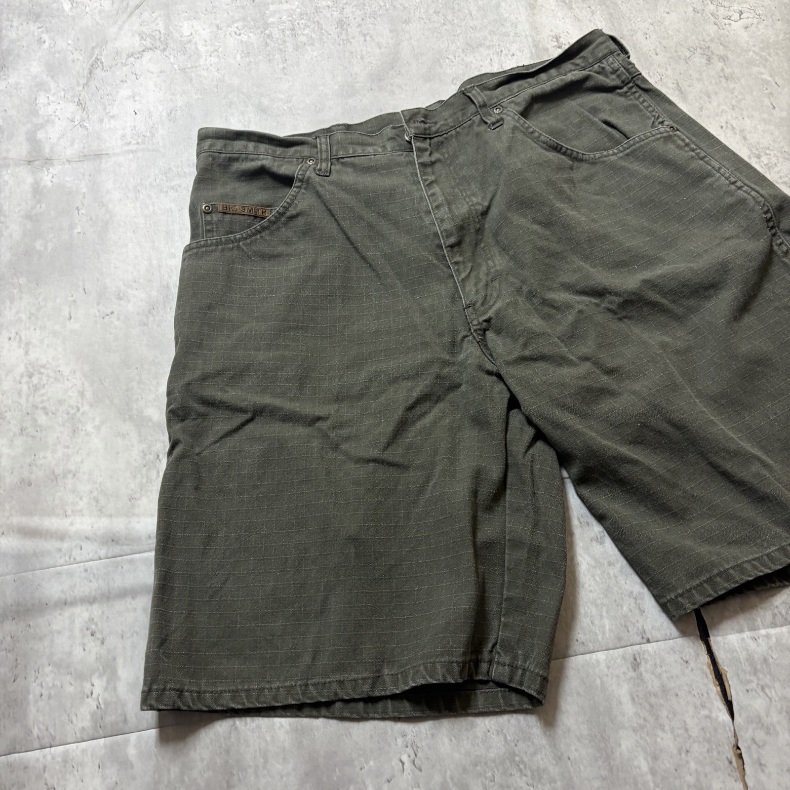 Big Smith Mens Olive Green Ripstop Carpenter Shorts Size 34 Hammer Loop Utility