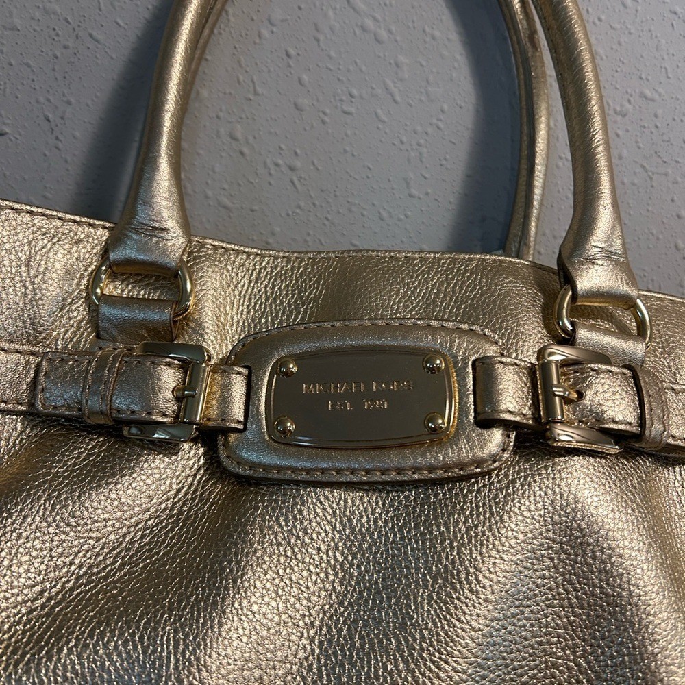 Michael Kors Hamilton Gold Leather Handbag