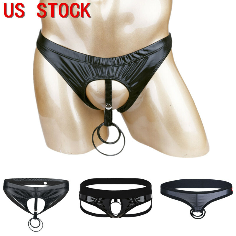 US Men Lingerie Briefs Bikini Underwear Underpants with Penis Hole O-Rings Brief
