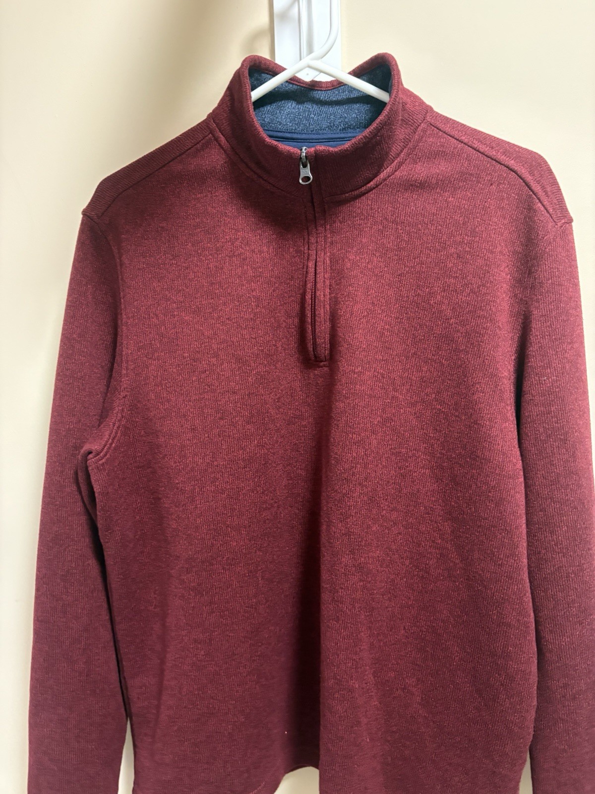 IZOD Men’s L Regular Burgundy 1/4 Zip Mock Neck Knit Pullover Sweater Solid