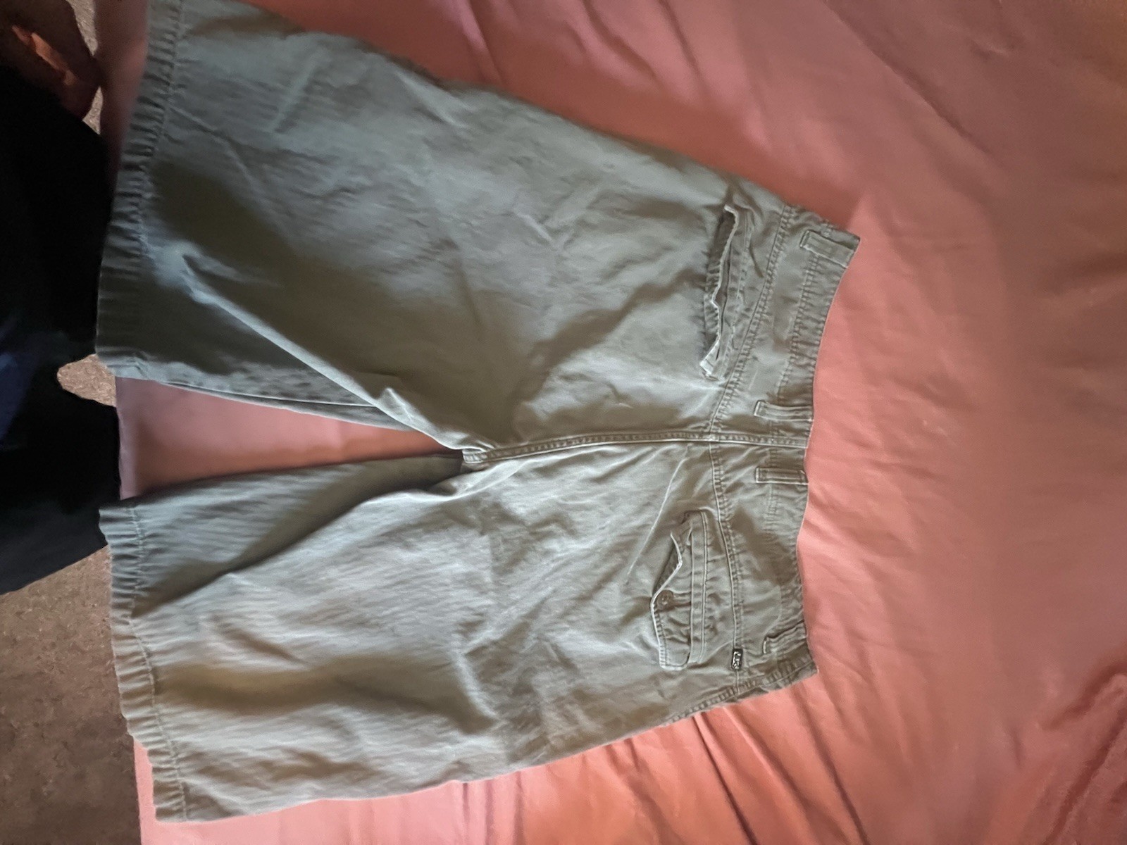 2000’s VANS Men’s Green Chino Shorts Cotton Twill Flat Front Zip Pockets Regular