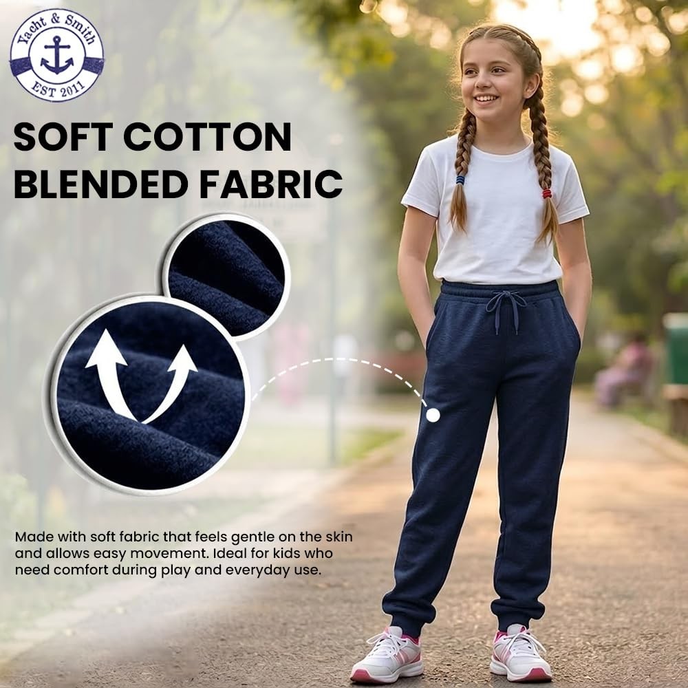 Yacht & Smith 3 Pack Boys Jogger Bulk Sweatpants, Comfy Lounge Joggers for Kids