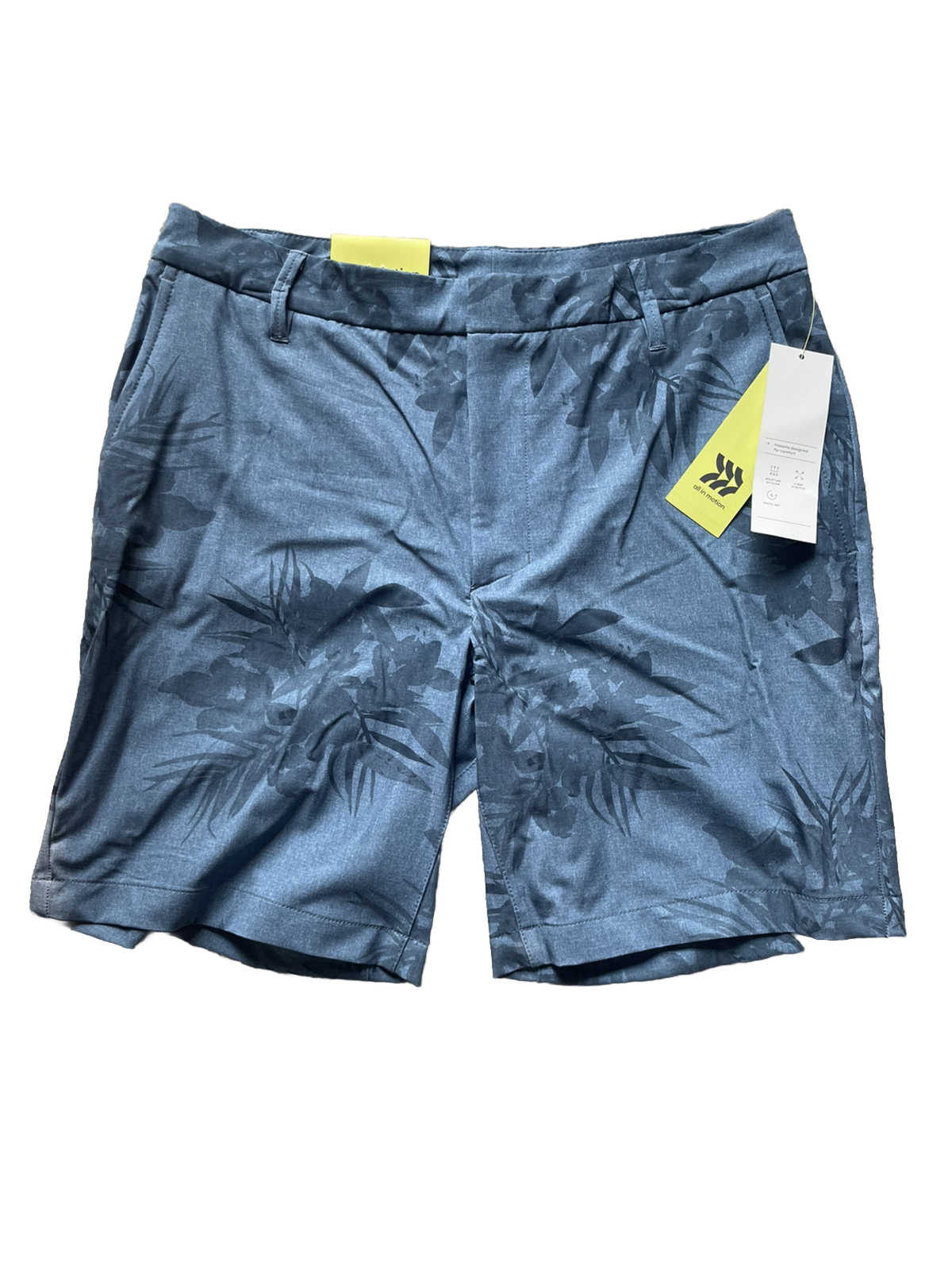 Men’s Athletic Chino Golf Shorts Blue Hawaiian Floral All in Motion Sizes 30-40