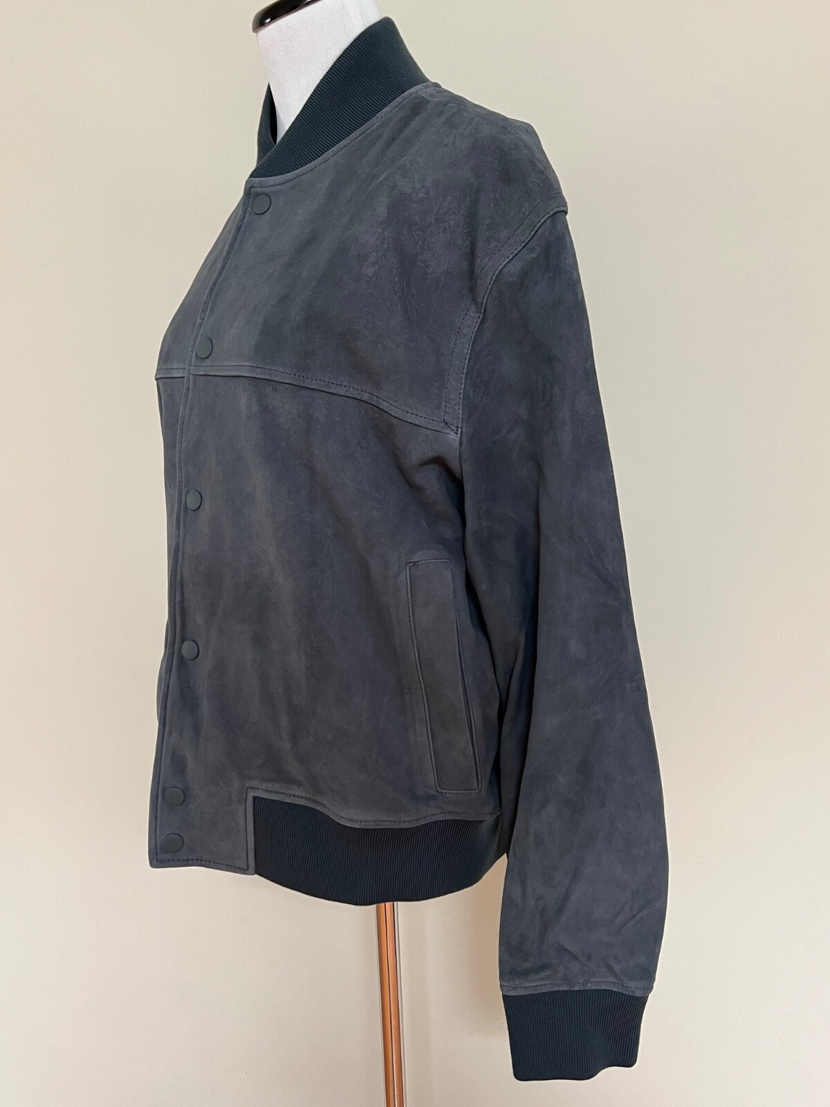 NWT Vince Desert Leaf Gray Goatskin Suede Leather Coach Bomber Jacket Sz S $1250