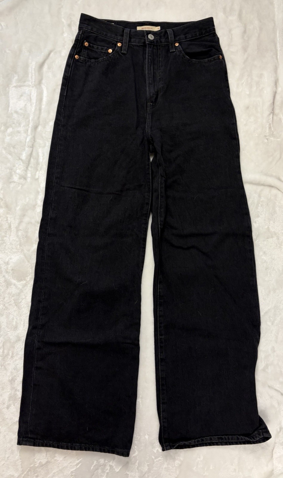 Levi’s Premium Women’s Ribcage High Rise Wide-Leg Black Jeans 100% Cotton
