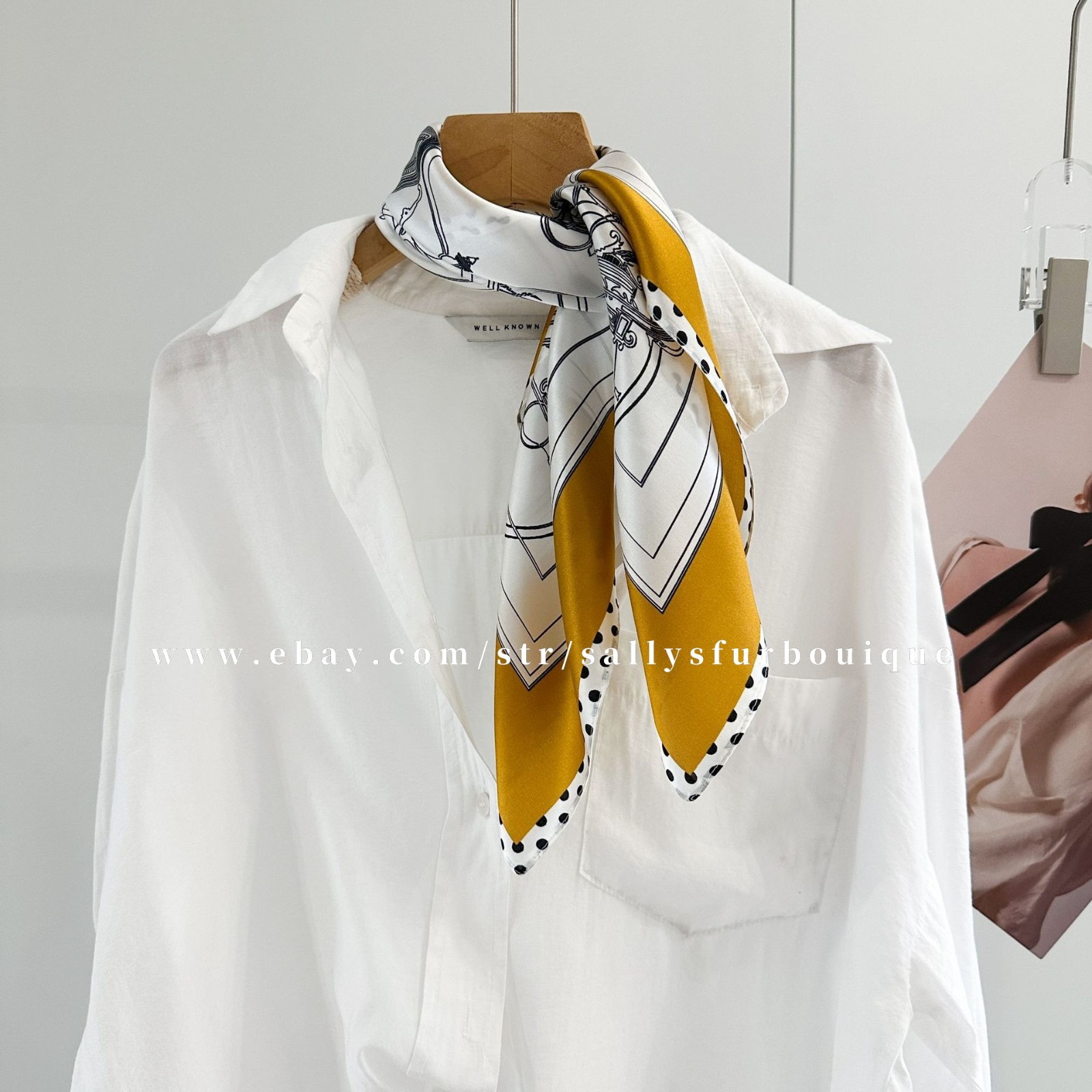 100% Satin Silk Bandanna Carriage Print Bag Necktie Collar Scarf 65cm