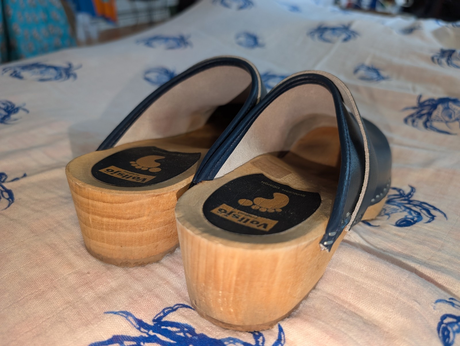 Vollsjo Original Swedish Design Blue Leather Clogs Sz 37 USA Ladies Sz 6.5-7
