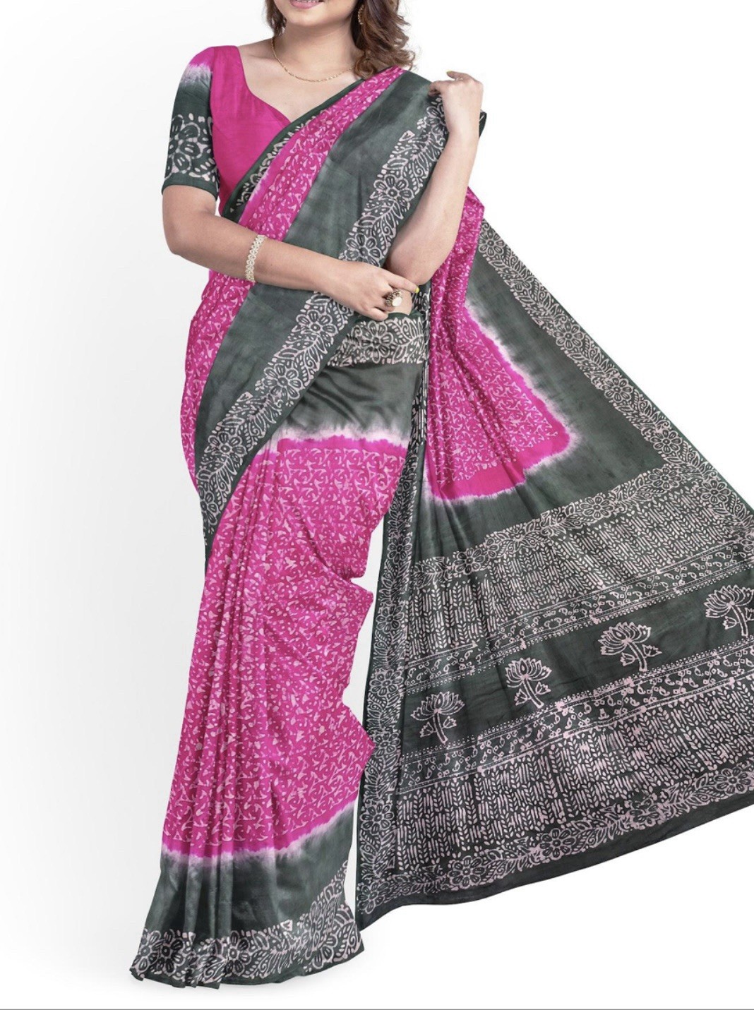 NEW 🆕, Cotton BATIK SAREE. ( Item#L3835 ) including blouse piece.