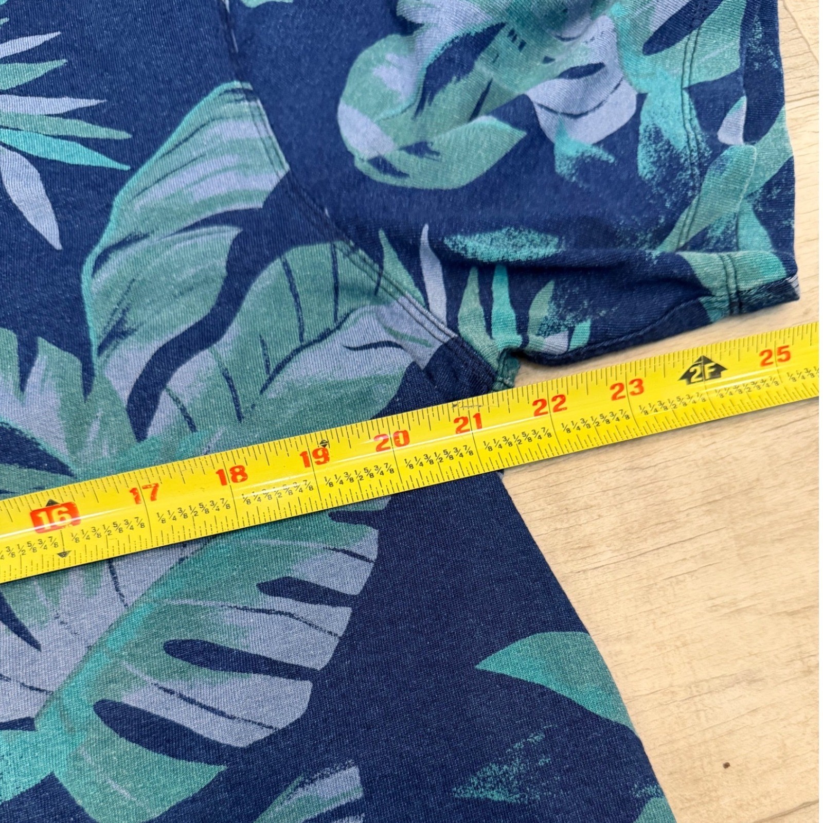 Tommy Bahama Mens Large Blue Green Palm Leaf Print Cotton Short Sleeve Shirt