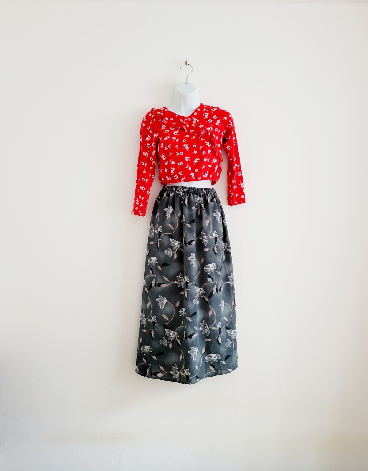 Vintage 90s Whimsigoth Botanical Floral Vine Skirt Grunge Women’s UK Size 6/8