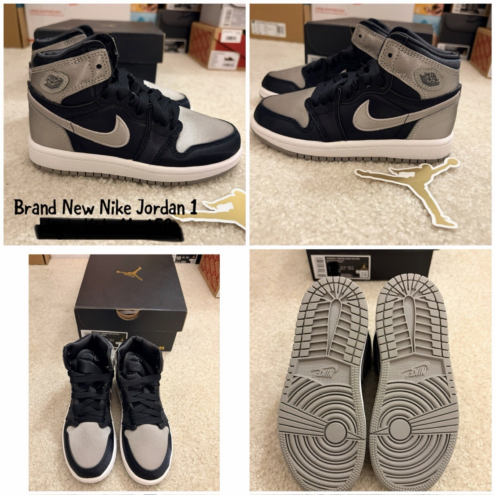 Jordan 1 Retro High OG FD5305-010, Sz 9c, Grey/Black/White, New in Box