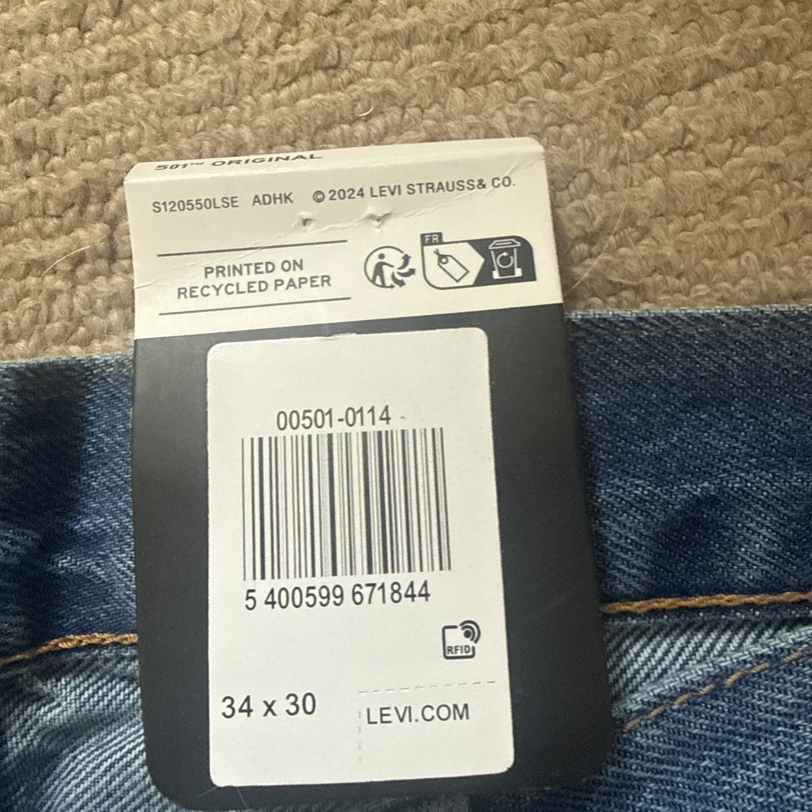Levi’s 501 Original Regular Fit Mens Denim Jeans Blue UK