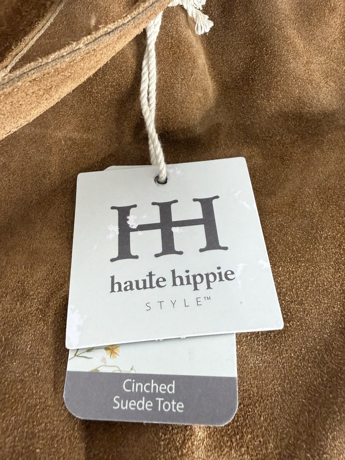 Haute Hippie Brown Cinched Tote Bag Gold Hardware Magnetic Closure, Zip Pouch