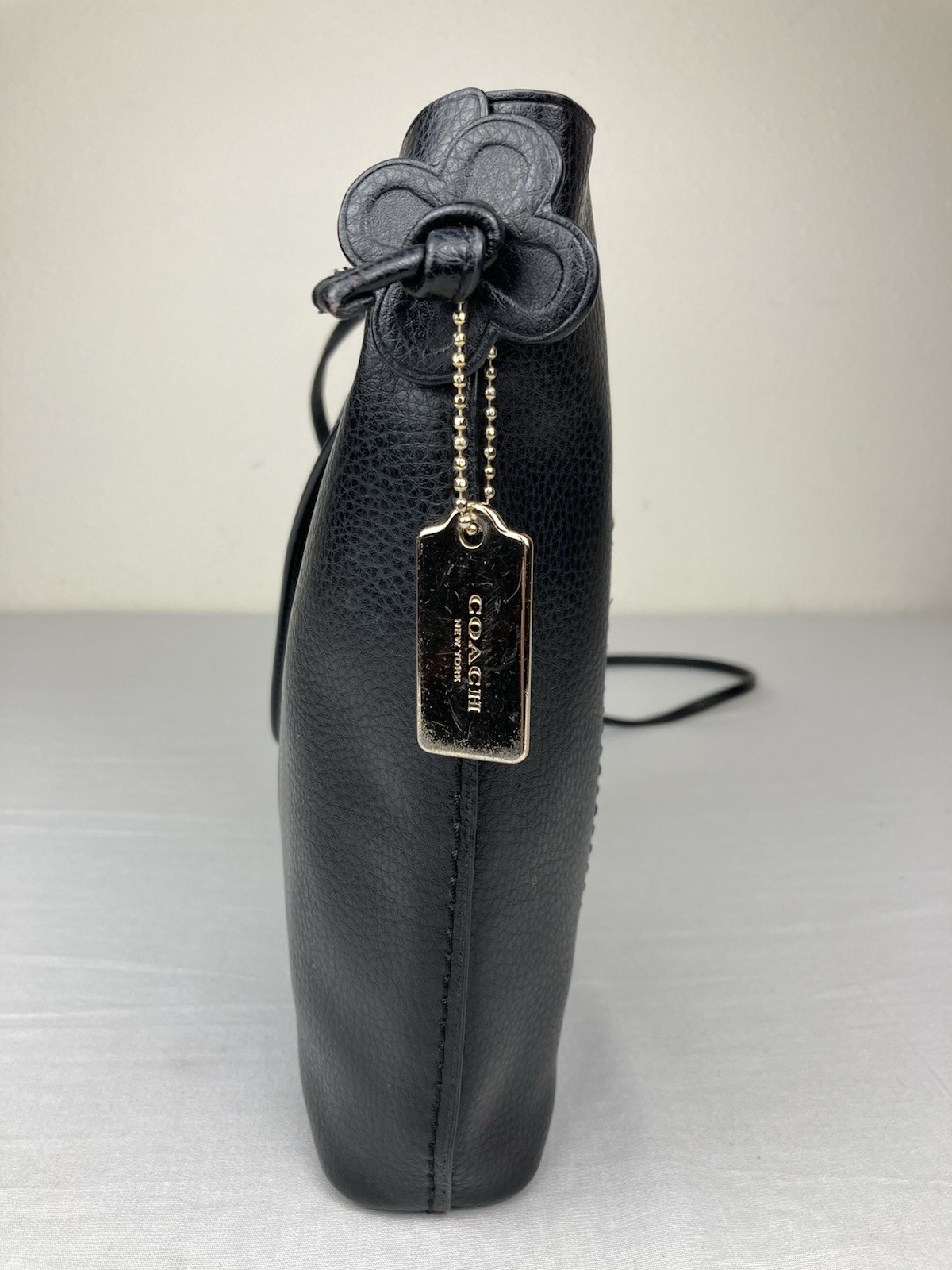 AUTHENTIC COACH LEATHER DERBY CROSSBODY FLOWER BAG BLACK F58661 VGC!