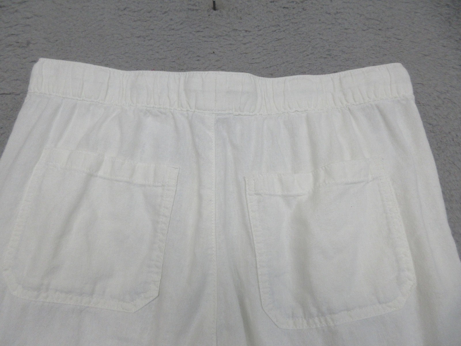 Womens L White Linen Blend Cargo Jogger Pants Drawstring Coastal Beach Utility
