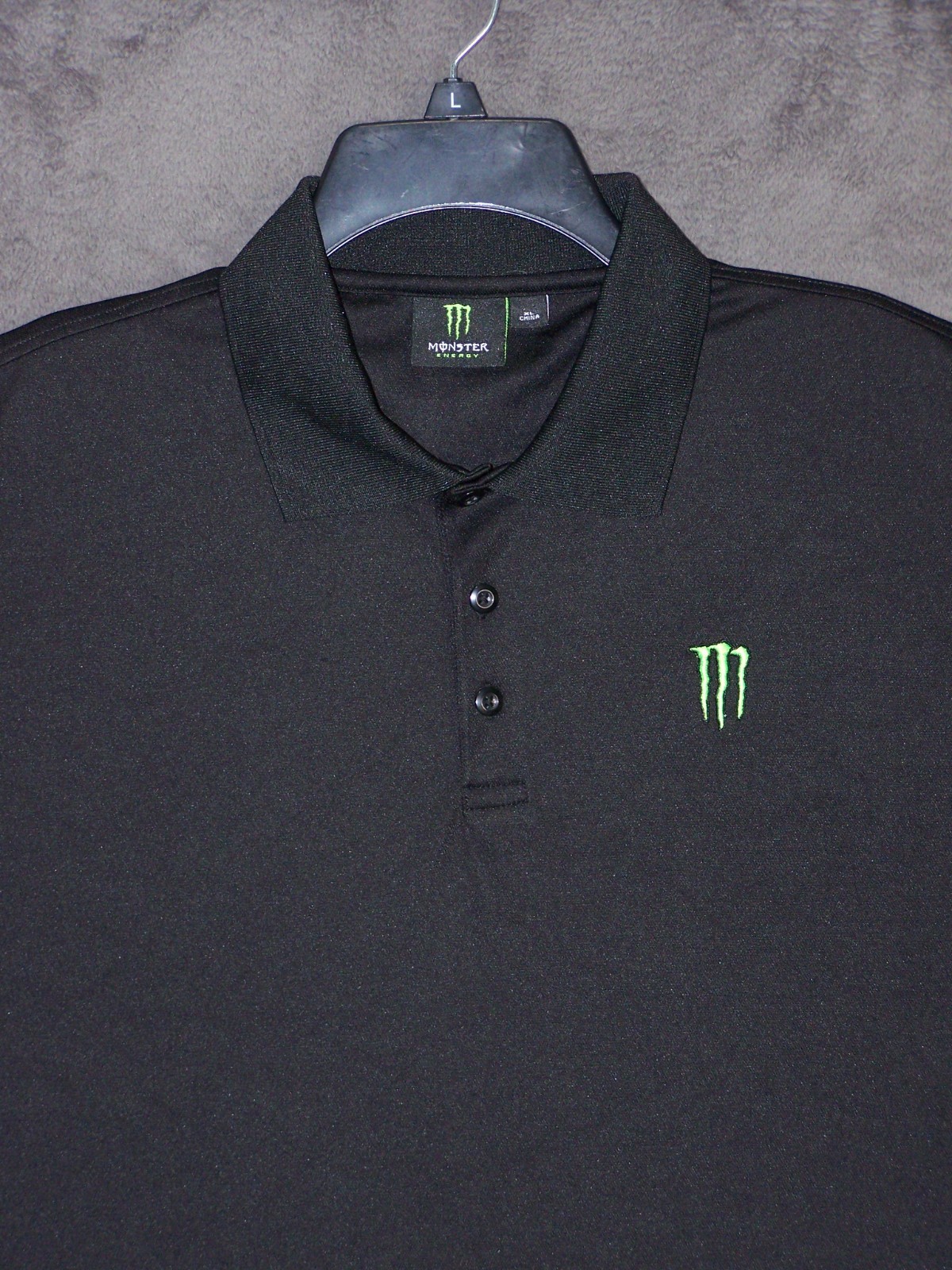 Monster Energy Polo Shirt Adult Extra Large Black Embroider MONSTER ENERGY Mens
