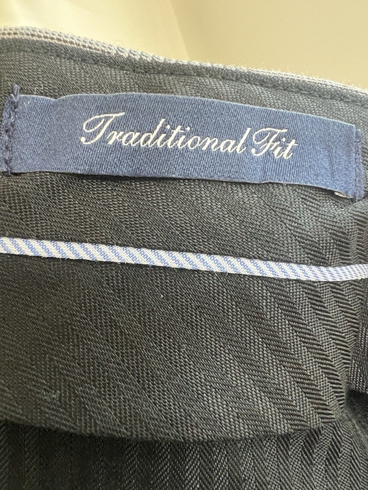 Men’s Traditional Fit Lands’ Ends Black Plaid Dress Pants Sz 36×34 Wool Blend P2