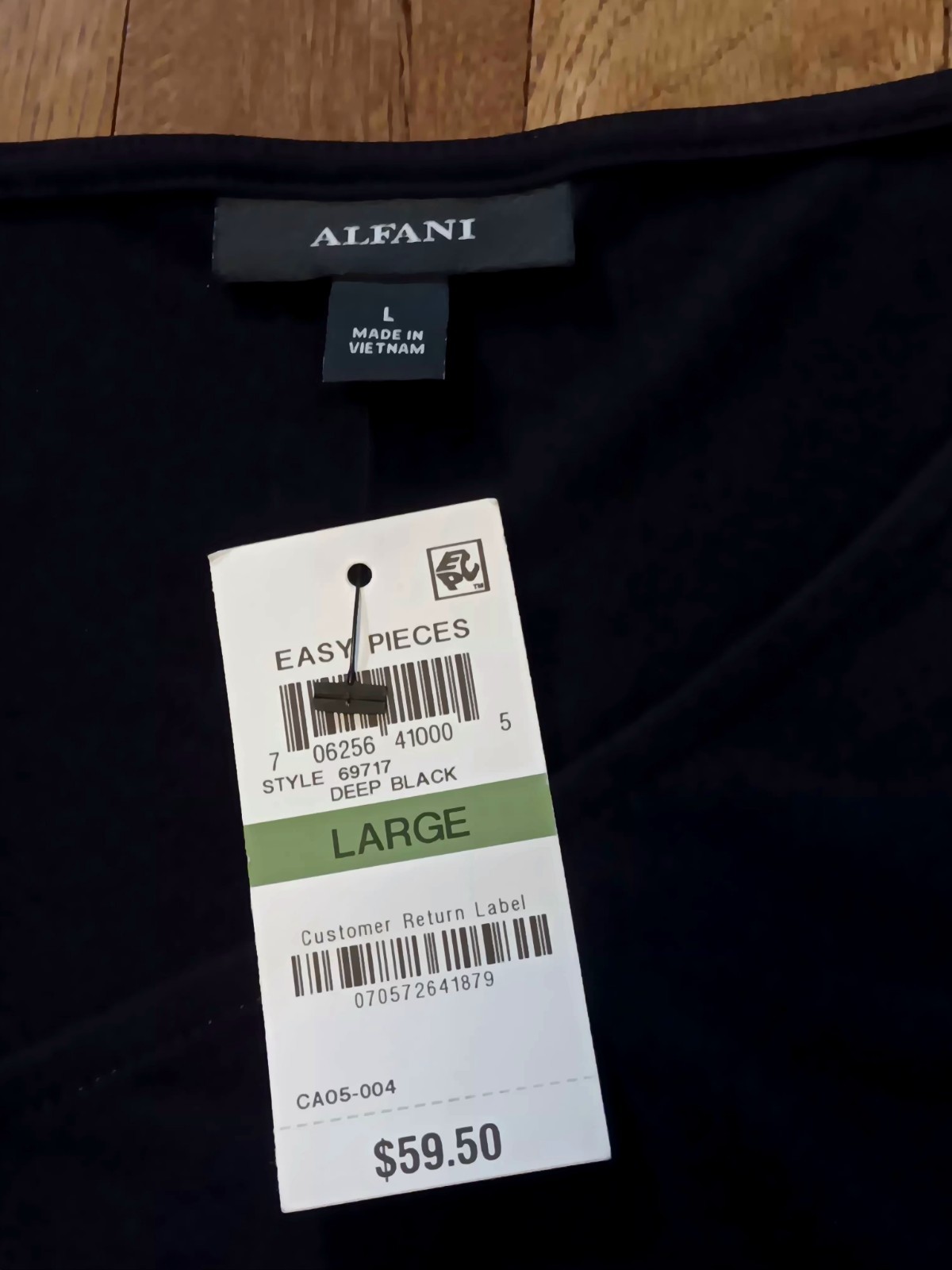 Alfani NWT Women’s Black Asymmetrical Tunic Shirt Size Large