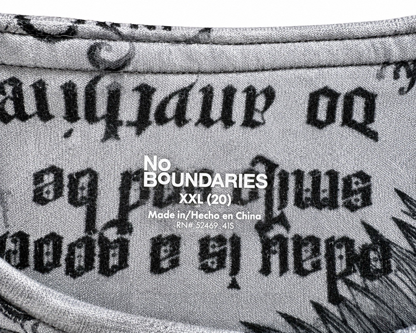 No Boundaries Women’s Gray/Black Graphic Flared Pants Gothic Theme, XXL