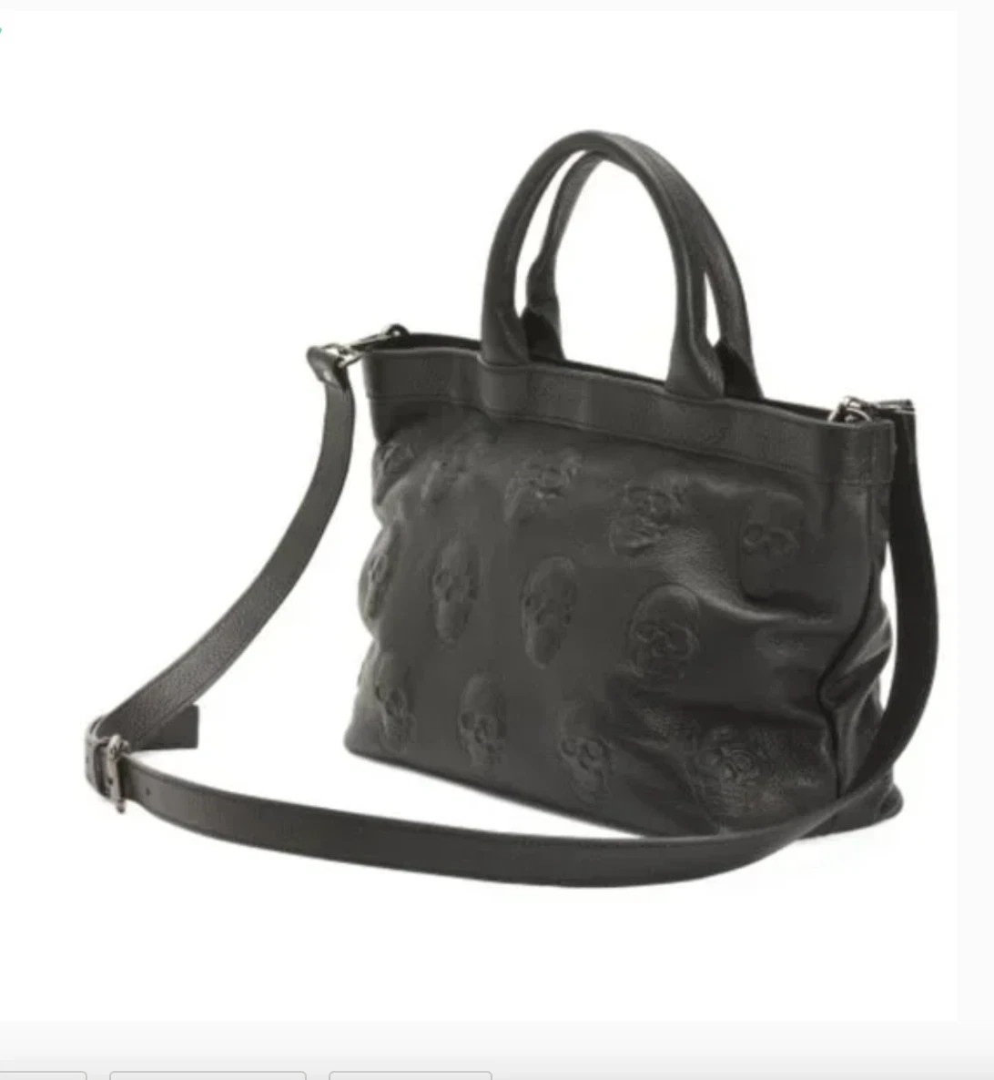 NWT IO Pelle Italia Skull Black Crossbody Bag Leather Made in Italy
