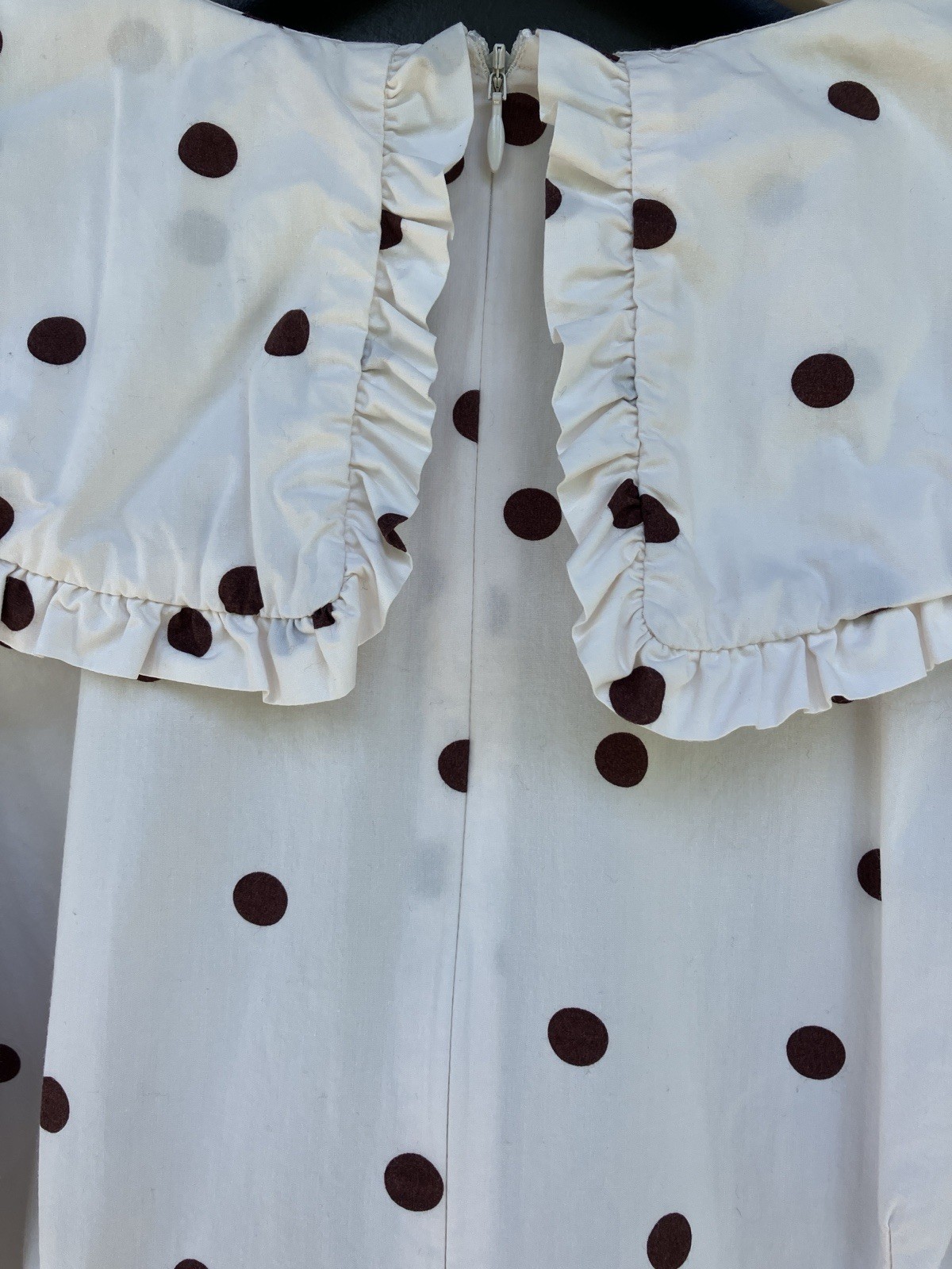 GANNI Polka Dot White Poplin Sailor Collar Mini Dress Size EU 42 US 10 / 12