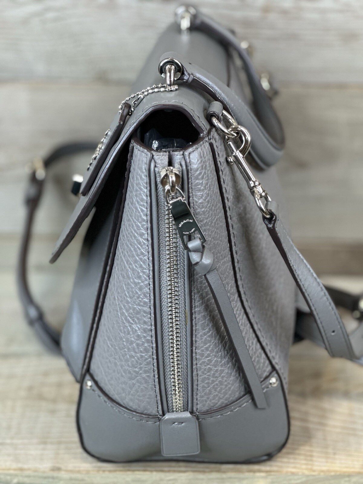 TRENDY Coach FAYE CONVERTIBLE BACKPACK 30525 Gray Leather Shoulder Bag Crossbody