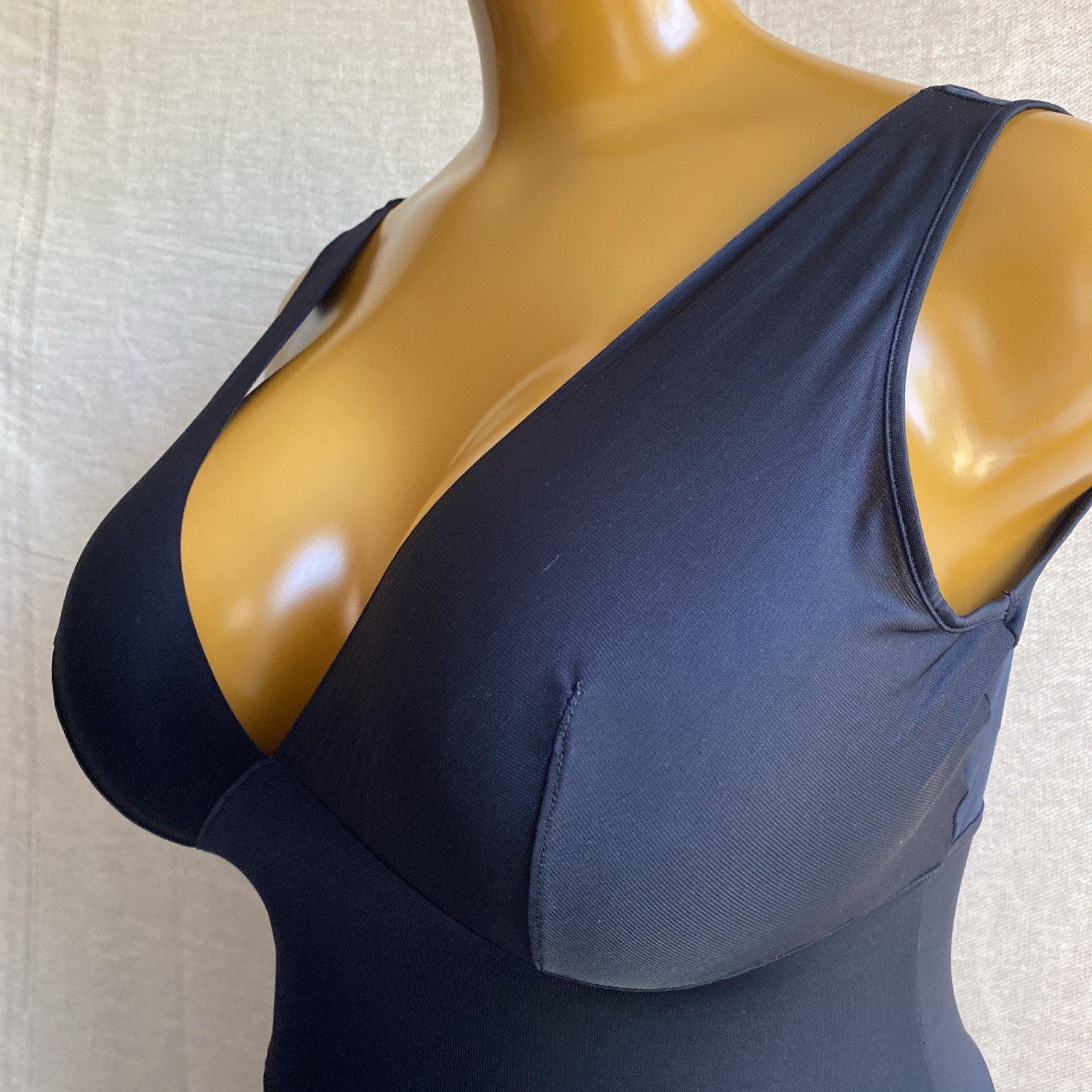 M&S Shape Wear Slip, Black Slippery Satin Nylon, UK 18