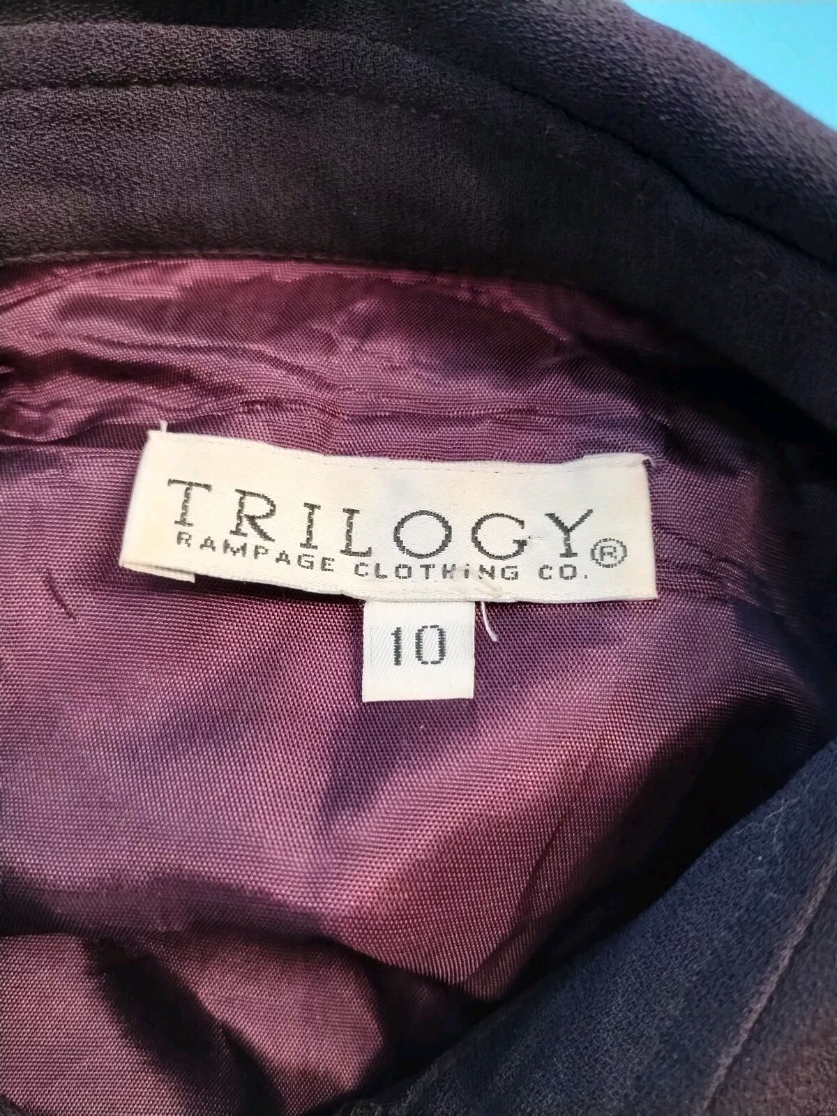 Vintage Trilogy Rampage Clothing Co. Mod Burgundy Shift Dress Size 10