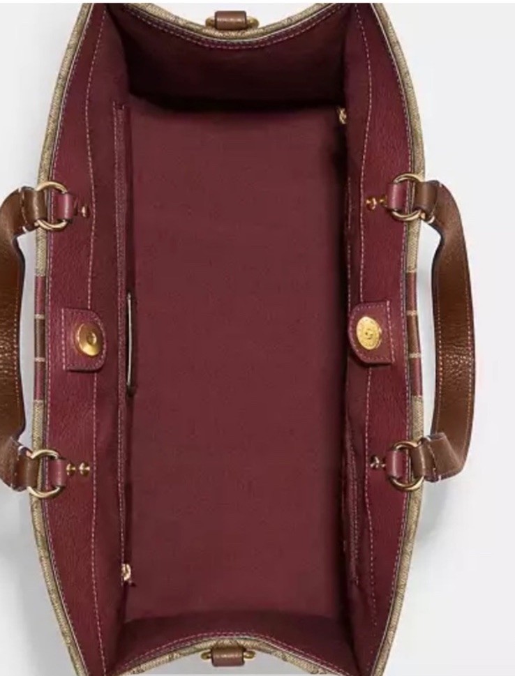 New Coach Dempsey 40 Tote Signature Jacquard Leather Patch In Saddle Multi