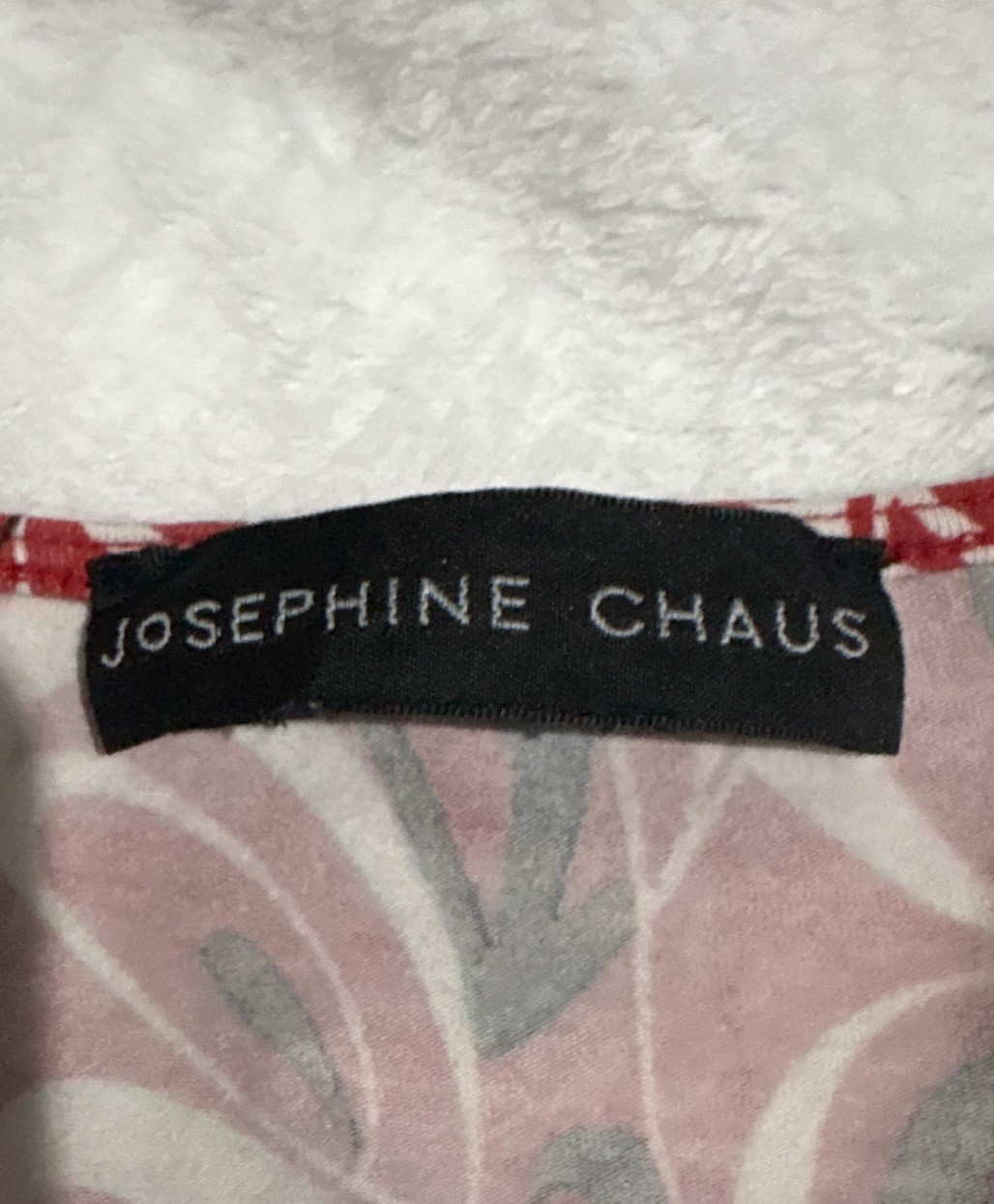 Josephine Chaus Women’s Abstract Knit V-Neck Ring Pullover Blouse L Red Y2K alt