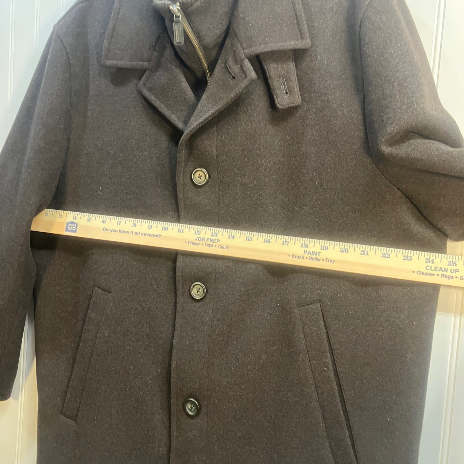 Daniel Cremieux Signature Collection Brown Wool Blend Car Coat Men Large Zip Bib