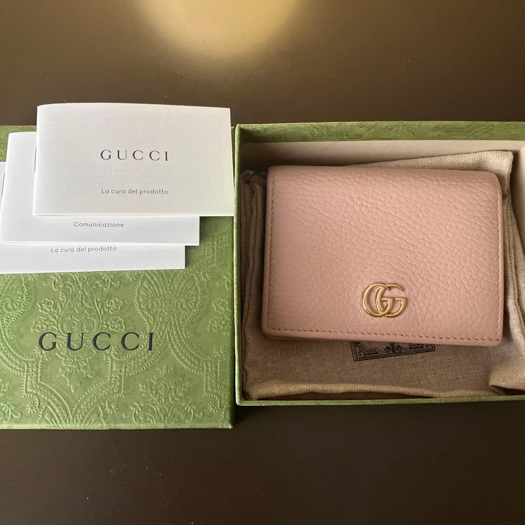 GUCCI Mini Wallet Marmont GG Logo Bi fold Pink