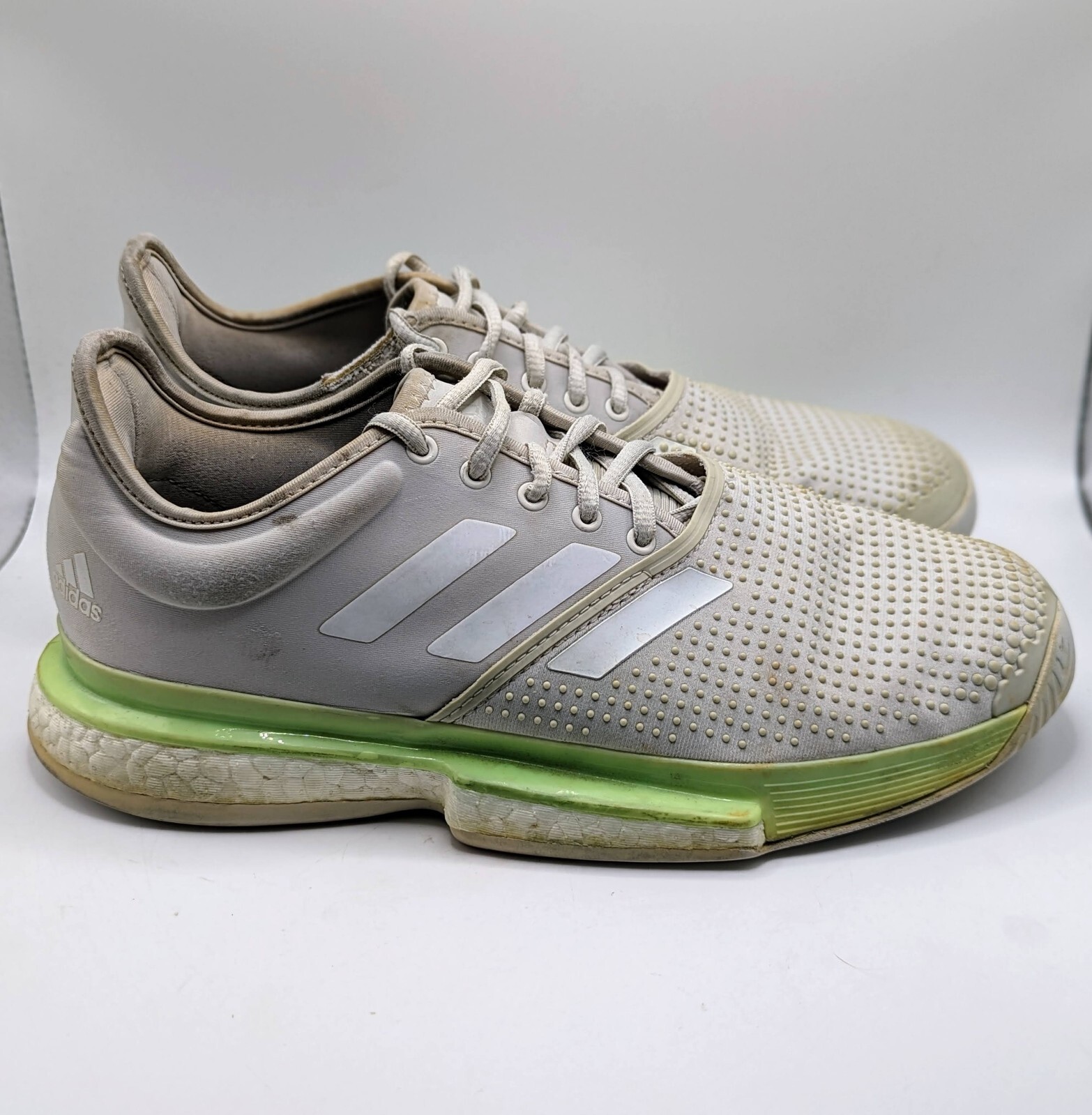Adidas SoleCourt Boost Gray & Mint Green Womens Size 8.5 Tennis Shoe SEE PHOTOS