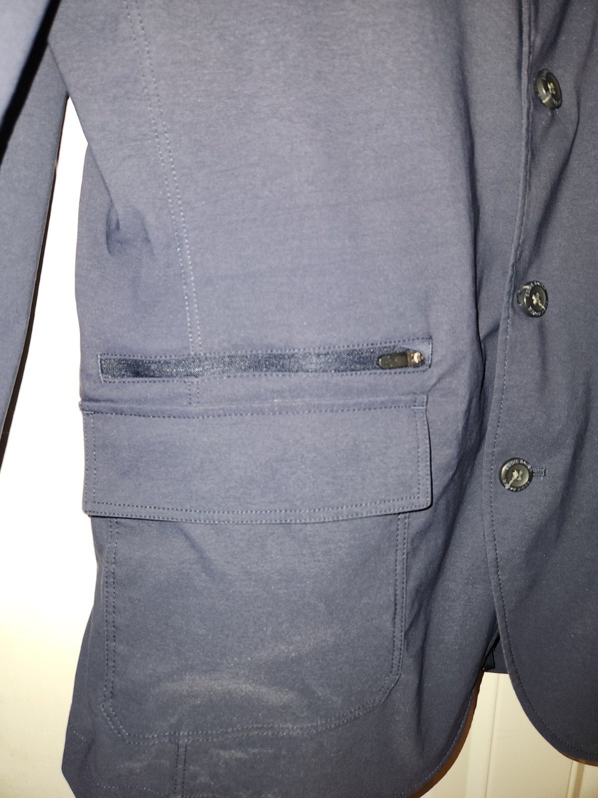 Eddie Bauer Travex Blazer Jacket Mens 40 Blue Lightweight Travel Pockets
