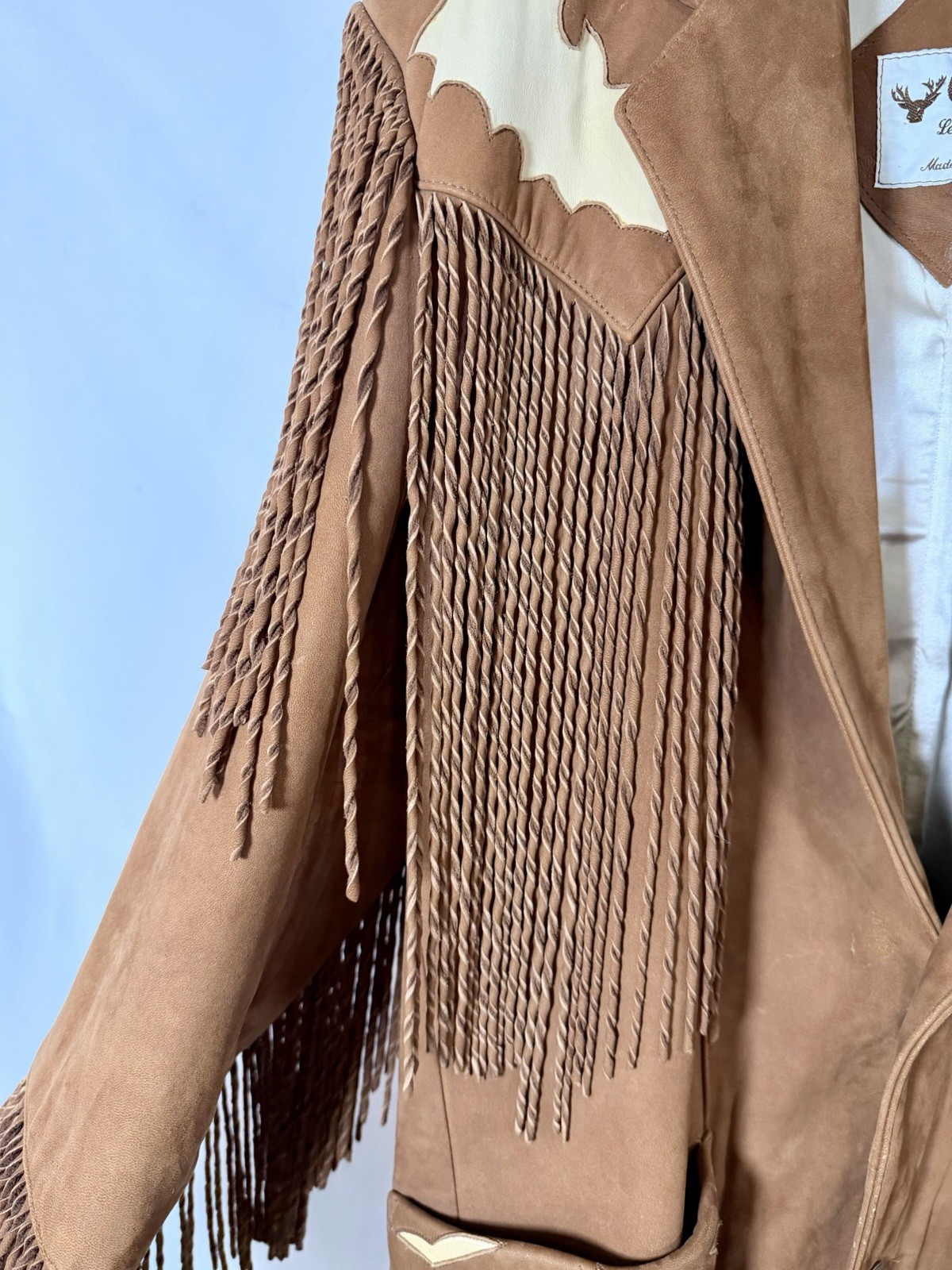 Vintage Continental Leather Fashions Western Fringe Jacket USA Buffalo Nickel