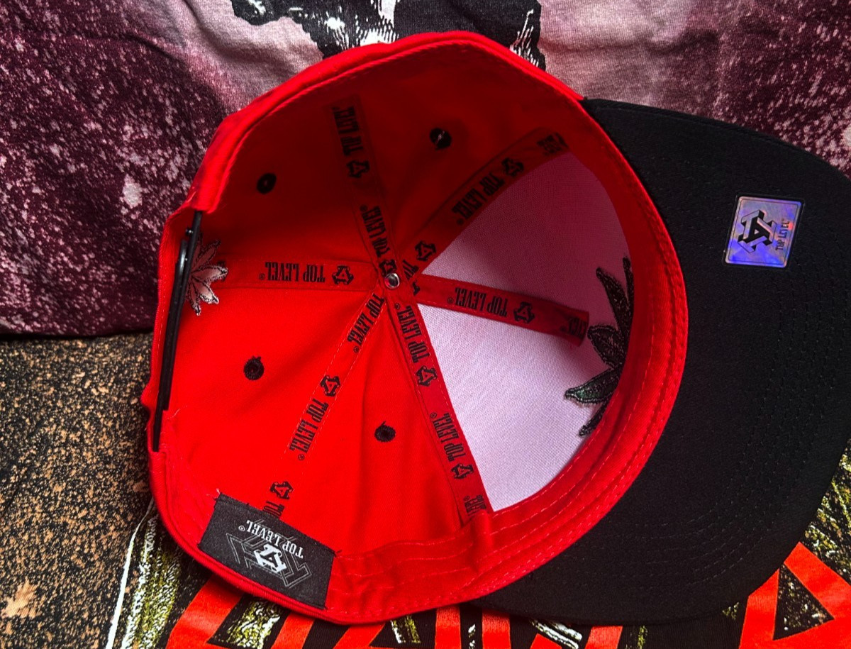 Misfits Red Top Level Snapback Hat (Embroidery & screen printing)