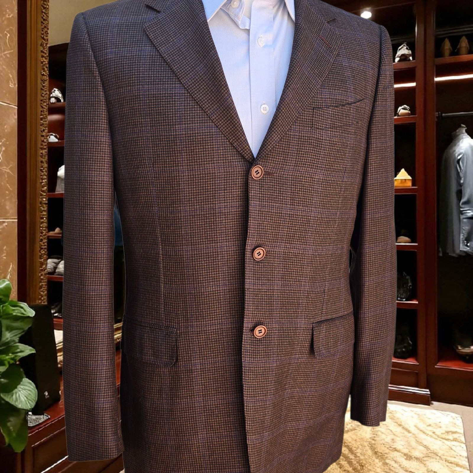 Custom Tailored Full Canvas Blazer 40L Silk Cashmere Wool Dual Vent Trussini