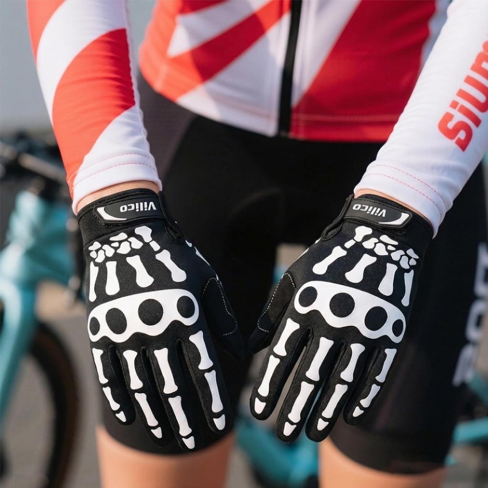 Cycling Biker Skeleton Bone Full Finger Gloves Mountain MTB Racing Touch Screen