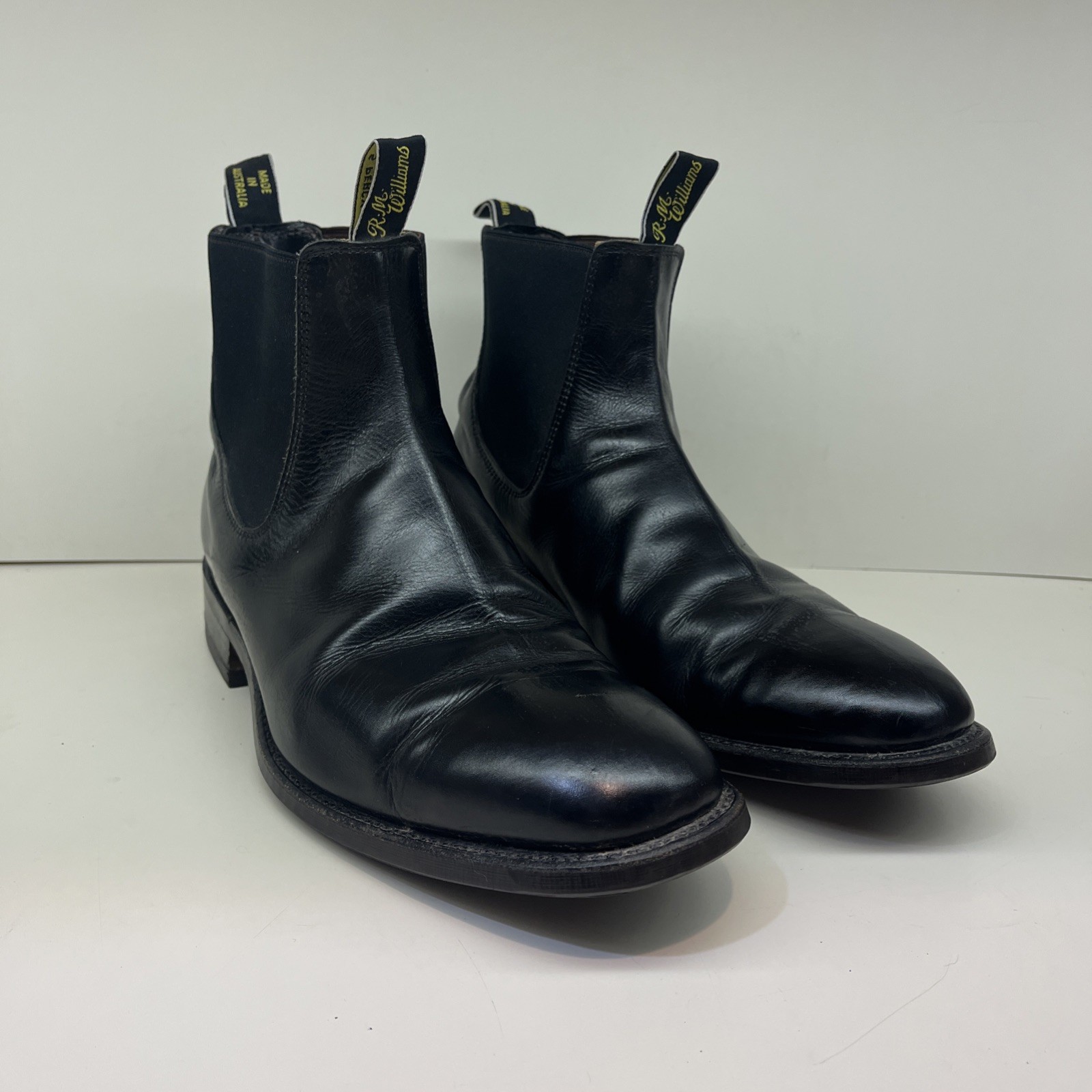 RM Williams Comfort Black Yearling Leather Chelsea Boots Chisel Toe US 11.5 EEE