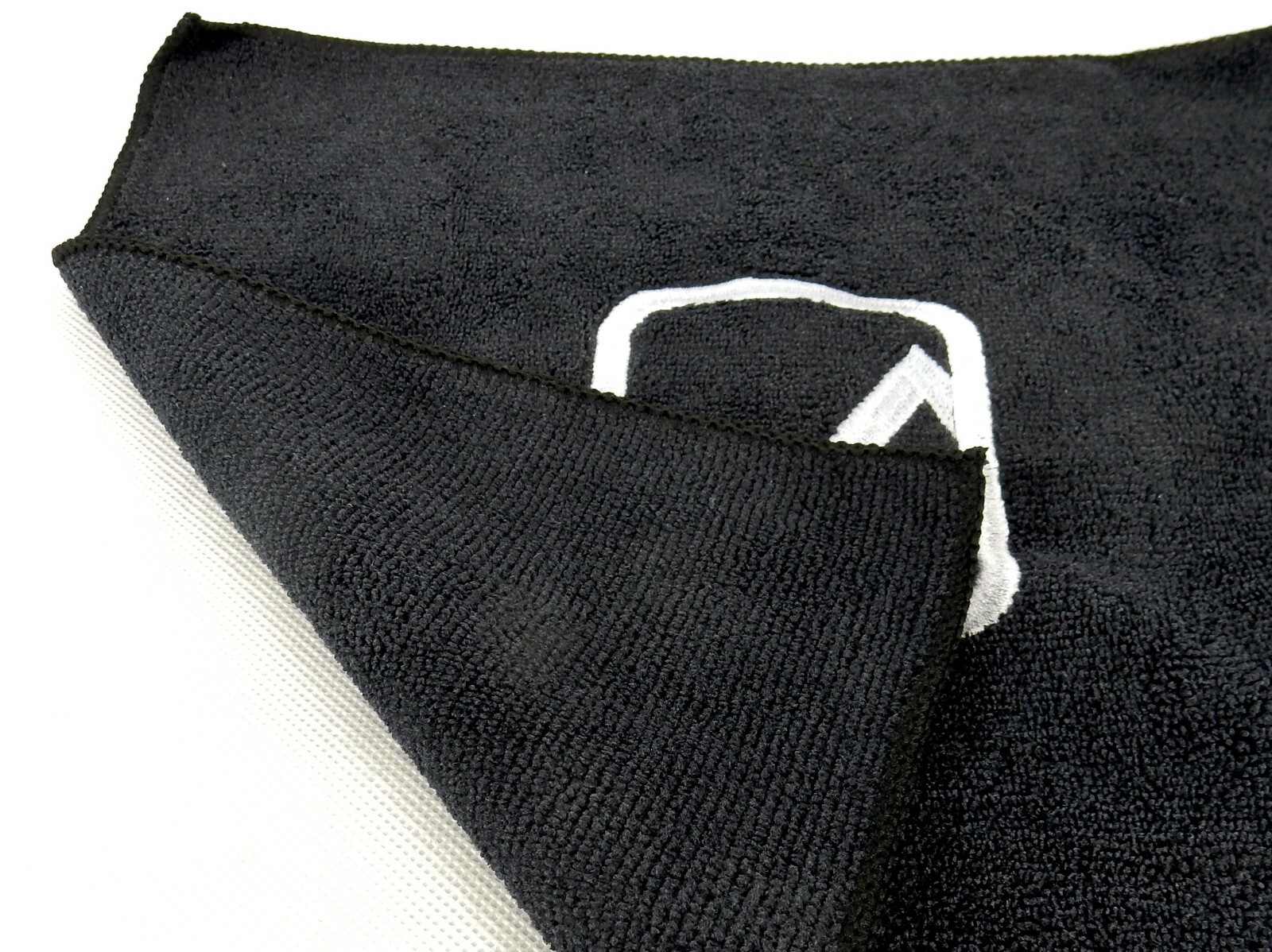 Black Microfiber Hand/Face Towel, Alpha Outpost Embroidery Logo, 12.75″ x 12.75″